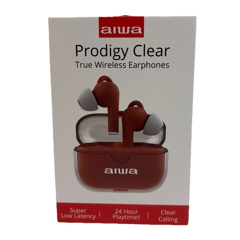 New (Sealed) Aiwa Prodigy Clear True Wireless Earphones 24 Hour Playtime Red